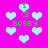 Pixelated icon with bright pink background, light blue hearts scattered throughout, and green text reading "I G BOBBY" in multiple locations.