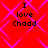 Red background with pink diamond pattern and black text reading "I love Chadd" in four identical quadrants