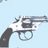 Pixelated revolver icon with black grip and silver barrel on light blue background, accompanied by three instances of the word 'Bang' in pixelated text.