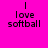 Four variations of a bright pink background with black text reading "I love softball" and green rectangular bars in different positions.