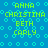 Pixelated blue background with cyan circles and wavy lines, displaying repeated green text names in a pattern