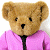 A pixelated teddy bear in a pink jacket with black zipper stands against white background, next to green text reading OriginalIcons.com.