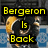 Animated pixel art of a character with orange and black hair, text overlays reading 'Bergeron Is Back' and 'For REVENGE !!!!!!!' on a blue patterned background.