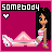 Pixel art contact sheet of five animated frames showing a cartoon woman in white and pink outfit with long black hair, lying on a pink surface against magenta background, with changing text above her.