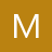White pixelated letter M on solid brown background with subtle gradient effect.