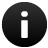 Black circular icon with a white lowercase 'i' symbol centered on a gray background.