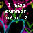 Pixelated text reads 'I miss summer of oh 7 with all of my Heart' over a black background with neon pink, green, and blue heart-shaped lines.