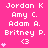 A static image with a bright pink background displays repeated names and symbols in white pixelated text.