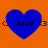Four blue heart shapes on an orange background with black text reading "<3 Jake <3" inside each heart.