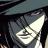 Pixelated anime-style character with dark hair and a wide-brimmed hat partially obscuring their face, next to stylized text on a black background.