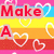Pixelated icon with four quadrants showing text fragments, hearts, and stars on colorful striped backgrounds.