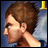 A pixelated anime-style character head and shoulder on the left, with