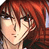 Pixelated anime-style portrait of a character with long red hair and light skin, cropped to show the head and shoulders against a dark background.