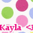Pixelated circular icons in green, pink, and blue with a stylized 'Kayla' text below.