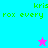 Pixelated green text 'kris rox every' on cyan and magenta backgrounds with a pink star icon above a blue star icon.