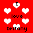 Red background with white pixelated hearts and black text reading "I love britany" in multiple positions.