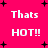 Bright pink background with white text and black plus signs, displaying 'Thats HOT!!' in a pattern with pixelated text and scattered plus symbols