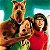 A 50x50 pixel animated buddy icon featuring Scooby-Doo and Shaggy from the cartoon series, with a green background displaying "Original Icons .com" text.