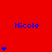 Red background with blue text 'Nicole' and varying numbers of small blue heart icons arranged in vertical