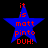 Blue star-shaped icon with red text reading "it is matt pinto DUH!" on black background, showing two distinct frame states.