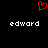 Red pixelated heart symbol above two white 'edward' text labels on black background.