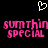 Pixelated pink text 'sumthin special' with a white heart outline on black background, two identical side-by-side versions of the same design.
