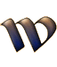 A stylized, three-dimensional letter 'W' with a gradient from dark blue to brown on a gray background.