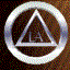 Animated contact sheet of a metallic triangle-in-circle icon with rotating 3D effects across multiple frames.