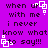 Purple background with repeated black text 'when ur with me i never know what to say!!!' and white square-shaped pixel art elements scattered across.