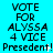 Static image with cyan background displaying repeated text 'VOTE FOR ALYSSA 4 VICE President!' in black pixelated font across three