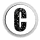 A circular icon with a stylized black letter C inside, surrounded by concentric rings in varying shades of gray.