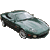 A pixelated contact sheet showing two frames of an animated car icon on the left and green text logo on a dark background on the right.