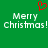 Green background with white pixelated text 'Merry Christmas!' repeated twice and a red pixelated heart symbol above the text.