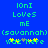 Blue background with green pixelated text reading 'IonI Loves me (savannah)' and yellow/green symbols below, showing animation where the middle symbol changes from gray to yellow.