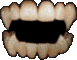 Six pixelated mouth icons with black interiors and beige teeth, each showing a red droplet in different positions across the
