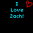 Pixelated text and heart symbol on black background with cyan and red elements.