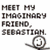 six showing a llama with text overlays, including 'MEET MY IMAGINARY FRIEND, SEBASTIAN.', 'that's his pet llama', and 'he's normal'