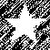 Two star-shaped figures in black and white pixelated style, one bright white with dark outline on left, one solid black on right against patterned background.