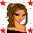 Pixel art contact sheet showing three frames of an animated icon with a woman's face, partial body, and text reading "2 Hot 2 Much 2 Hold 2 Handle" surrounded by red stars on white background.