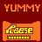 Pixelated graphic with 'YUMMY' text above three orange Reese's packages on a dark red background, one package partially grayed out.