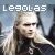 Pixelated image of a person with long light hair wearing dark clothing, with the text 'Legolas' above the head against a blue background.