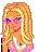 Pixelated cartoon character with blonde hair and pink sunglasses standing next to a bright pink rectangle containing the word 'Taken' in white text.
