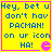 Yellow square with blue text and pink border containing Pac-Man icon, reading "Hey, bet u don't hav PACMAN! on ur icon HA!" in pixelated font.