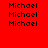 Red background with repeated black text 'Michael' in pixelated font, white rectangular overlays appear and disappear across frames.