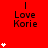 Red background with repeated "Love Korie" text and white star icons in a pattern, some stars animate to increase or decrease in number