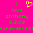 A bright pink background displays green pixelated text and a yellow heart symbol, with the phrase 'i love anthony 9.3.08 forever(33%forever(33' visible.