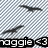 A pixelated icon with diagonal striped background, dark bird silhouettes in flight, and a black banner displaying "raggie" text followed by a heart symbol.