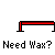 Pixelated character in blue outfit performs a sequence of actions on red horizontal bar with black supports, repeating 'Need Wax?' text below.