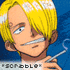 Animated sequence showing a character with blonde hair holding a cigarette, followed by graffiti reading 'LOVE COCK', then a close-up of another character's face.