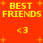 Red background with yellow text and symbols arranged in a pattern, featuring repeated 'BEST FRIENDS' phrases and heart icons